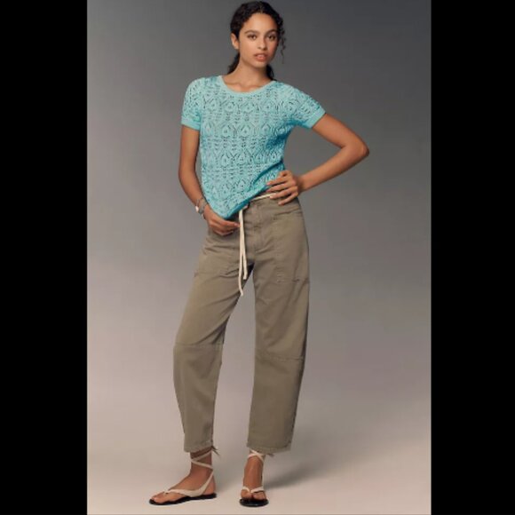 Brand New By Anthropologie Crochet Stitched Knitted T-Shirt - Picture 4 of 9